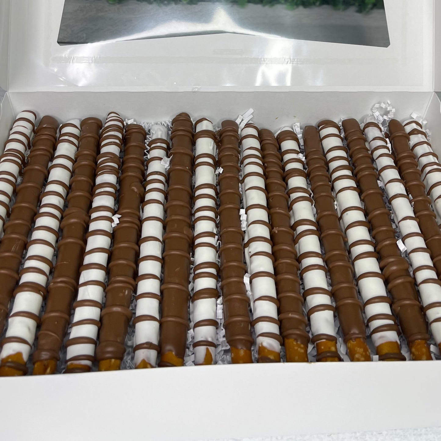 Holiday Chocolate Dipped Pretzels Rods