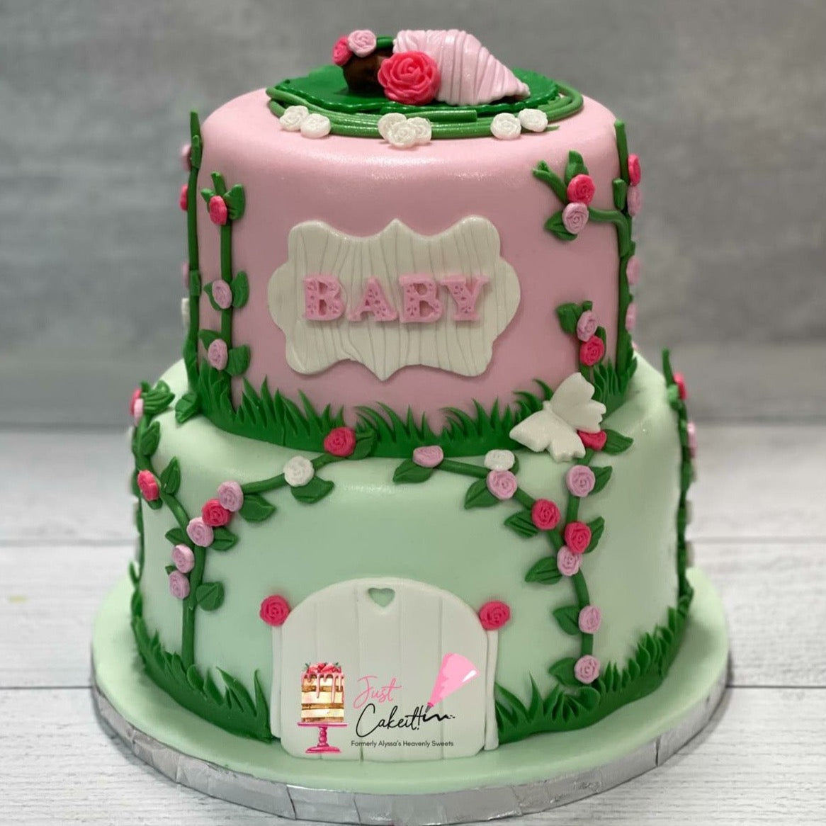 Enchanted forest baby shower 2024 cake