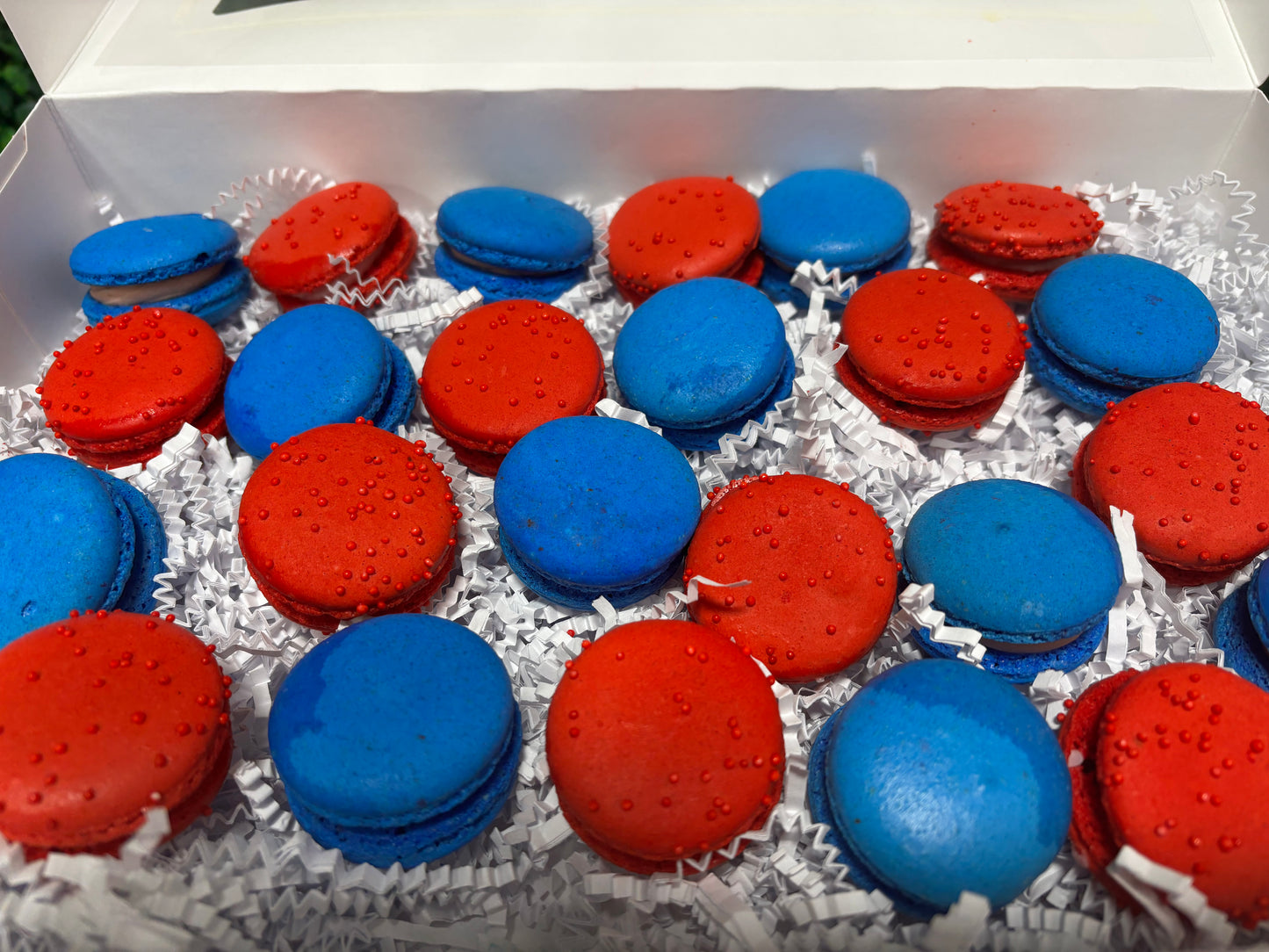 Mini Red & Blue Macarons