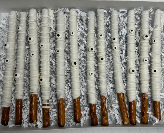 White Chocolate Mummy Pretzels Rods