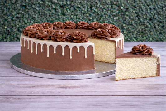 Classic Celebration Cake- Vanilla (with Chocolate Buttercream) SINGLE LAYER, 10inch
